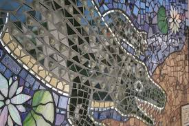 alligator mosaic stained glass art by