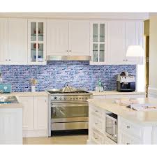 Glass Tiles Blue Wave Marble Striped