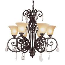 Shop Trans Globe Lighting 9936 6 Light Up Lighting Chandelier Featuring Ribbed Champagne Frost Shades And Accent Crystals Overstock 13844185