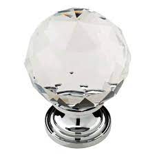 Chrome And Crystal Round Cabinet Knob