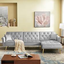 velvet reversible sectional sofa bed