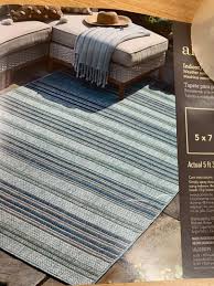 allen roth indoor outdoor 5 x 7 blue indoor or outdoor stripe bohemian eclectic area rug 92179 519 063090