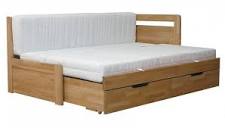Rozkládací postel Marek z masivního přírodního dřeva s bočním ...