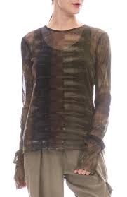 Raquel Allegra Fitted Mesh Long Sleeve Top Forest Camo Tie Dye On Garmentory