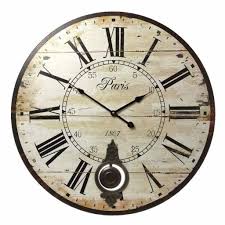 Paris Wooden Wall Clock With Pendulum