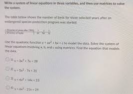 write a system of linear equations in
