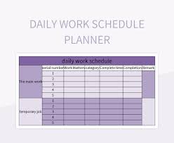 daily work schedule planner excel