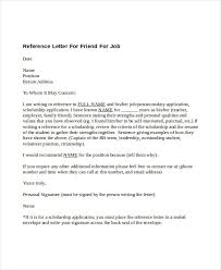 reference letter for friend templates