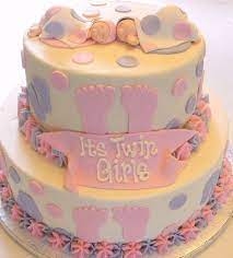 Baby Shower Cake For Twin Girls gambar png