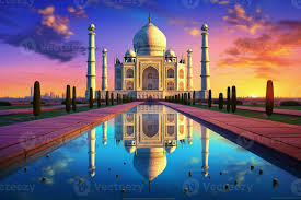 taj mahal with reflection in the pond