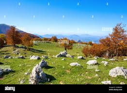 Vista dalla Serra di Crispo in autunno, Parco Nazionale del Pollino,  Montagne Appenniniche meridionali, Italia Foto stock - Alamy