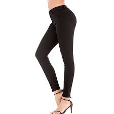 Lelinta Womens High Waist Skinny Jeans Basic Classic Zipper Up Slimming Trousers Black