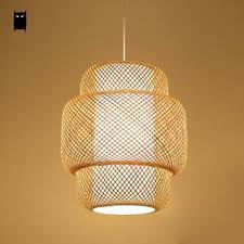 Bamboo Wicker Ratan Shade Pendant Light Fixture Ceiling Hanging Lamp Dining Room Ebay