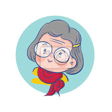 Vektor illustration av gammal kvinna bära glasögon, tecknade Fototapet •  Fototapeter monokel, mormor, äldre | myloview.se
