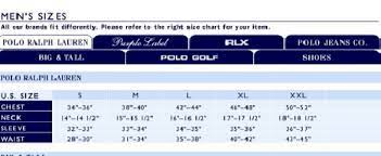 polo ralph lauren measurement chart