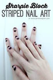 sharpie block striped nail art