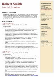 To make the cv effective and attractive, start with the core competencies of the candidate either in plain summary form or in bullet lists to make the presentation more attractive. Lab Technician Resume Samples Qwikresume