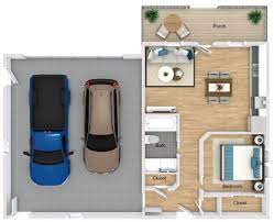 1 bedroom garage apartment plan with