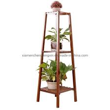 China 3 Tire Bamboo Wooden Plant Stand