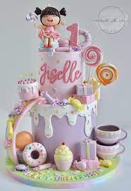 Celebrate With Cake Candyland Themed 2 Tier Cake gambar png