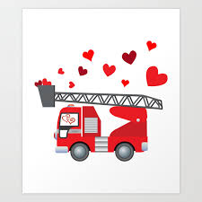 This gives an interesting design. Valentine S Day Firetruck Hearts Gift Kids Boys Art Print By Magnum Society6