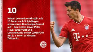 Nach dem doppelpack des weltfußballers vom fc bayern gegen den fsv. 10 Tore Nach 5 Spielen Bundesliga Rekord Fur Lewandowski