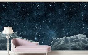 Night Sky Stars Clouds Realistic Mural