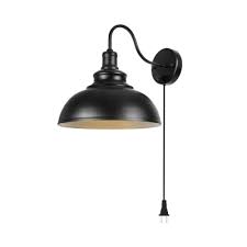 How do i convert my electric wall sconce to battery operated. Industrial Barn Wall Sconce Metallic 1 Light Black Wall Mount Plug In Light With On Off Switch Beautifulhalo Com
