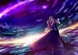 No wonder, if it comes to one of the most popular cartoon and games industry. Hd Wallpaper Anime Couple Dancing Stars Sky Romance Dress Night Nature Wallpaper Flare