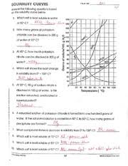 Solubility Practice Key Name 15 Date Solubility Practice