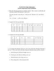 Samplefinalexam Math M118 Finite Mathematics Practice