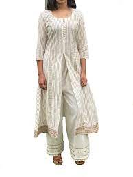Buy E7Z White and Gold Colour Kurti with Plazzo Set for Women's (s) at  Amazon.in