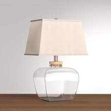 Clear Glass Table Lamp With Linen Shade
