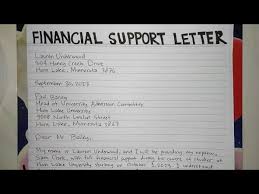 how to write a financial support letter