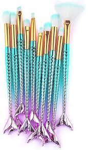 design mermaid set of 10 makeup brushes