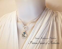St Alphonsus Ligouri Necklace Silver Plated Chain St Alphonsus Medal Angel Crystal Birthstone Patron Saint Of Arthritis Necklace Hhc2