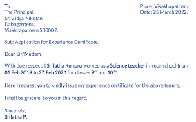 experience certificate for teacher