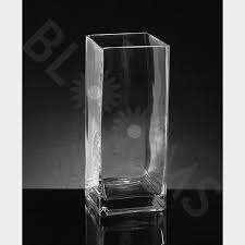 Large Square Glass Vase 14 H X 5 X 5