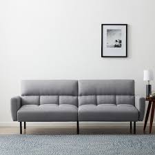 Gray Linen Futon Sofa Bed