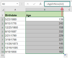 excel get or calculate age from birth date