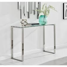 Clear Glass And Chrome Metal Console Table
