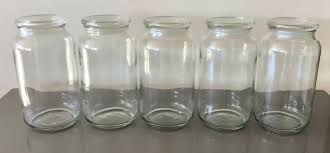 Glass Storage Jars Large Size X 5 With