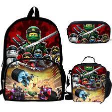 3PCS Cartoon Ninjago Backpack Boys Large Capacity Book Bag Casual Daypack School  Bag and Pencil Case Mochila Teenage Girls Bag|School Bags