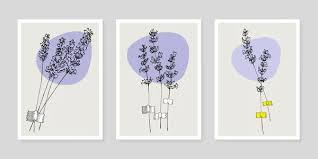 Lavender Flower Wall Art Plant Set