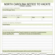 north carolina tenant notice to vacate