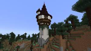 This design works great on top of a hill or mountain overlooking a fantasy or medieval style village! Minecraft Tutorial Wizard Tower Youtube