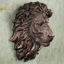 Bronze Lion Head Wall Sculpture Art Decor