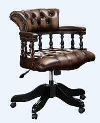 Antique victorian oak & leather desk chair tub chair, 19th century. Chesterfield Captains Office Chair Antique Brown Leather Designer Sofas 4u
