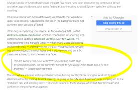 It looks like it will be affecting different samsung phones based on complaints posted on reddit. Webview Closes App When Open Google Scary Night B4x Programming Forum