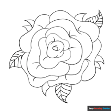 rose flower coloring page easy